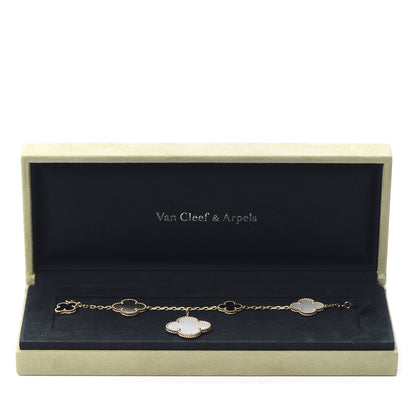 Van Cleef & Arpels 18K Yellow Gold Grey Mother of Pearl Black Onyx 5 Motifs Magic Alhambra Bracelet 6 of 6