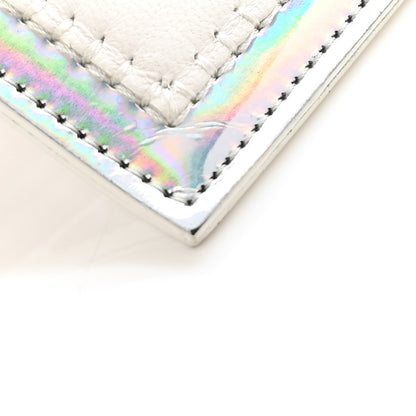 Chanel Lambskin Metallic Chevron Zip Pouch White Silver 8 of 9