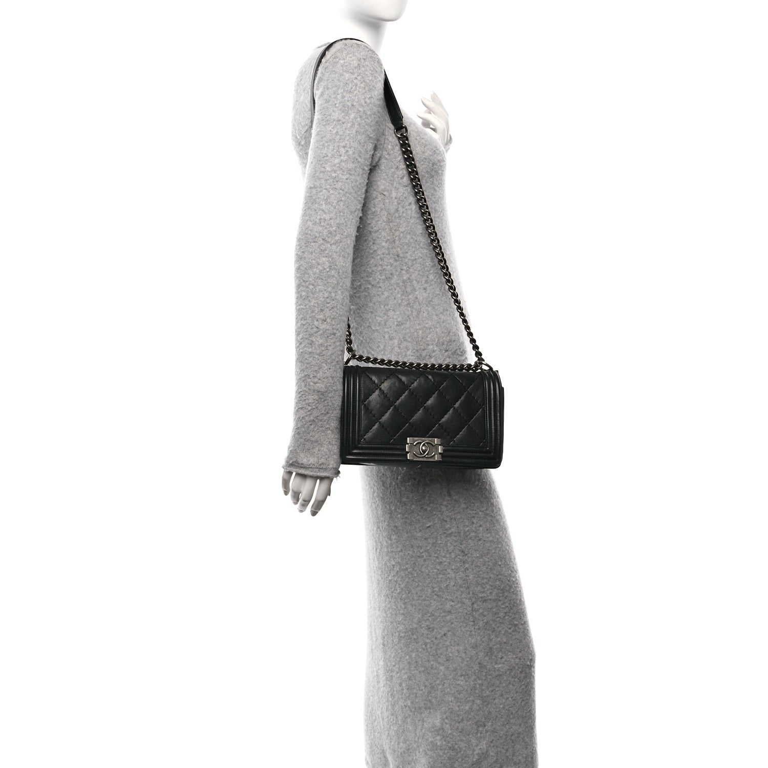 Chanel Calfskin Double Stitch Medium Boy Flap Black 2 of 12