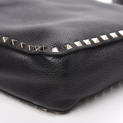Valentino Garavani Pebbled Calfskin Large Rockstud Flip-Lock Messenger Bag Black 8 of 9