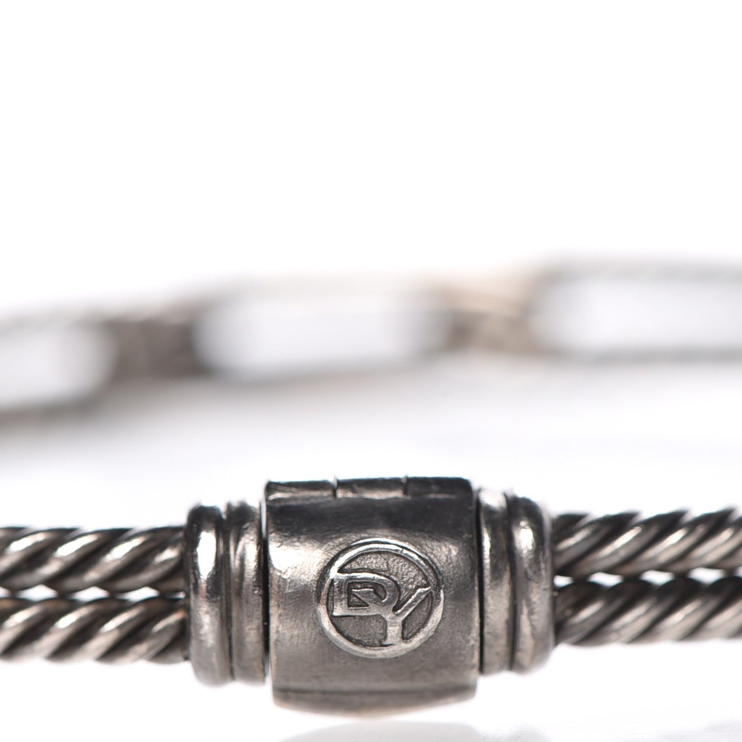 Darkened Sterling Silver Diamond 7mm Mini Loop Labyrinth Bracelet