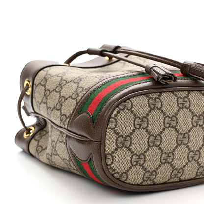 Gucci GG Supreme Monogram Web Mini Ophidia Bucket Bag Brown 9 of 10
