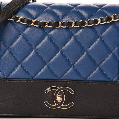Chanel Sheepskin Quilted Vintage Mademoiselle Flap Blue Black 8 of 19