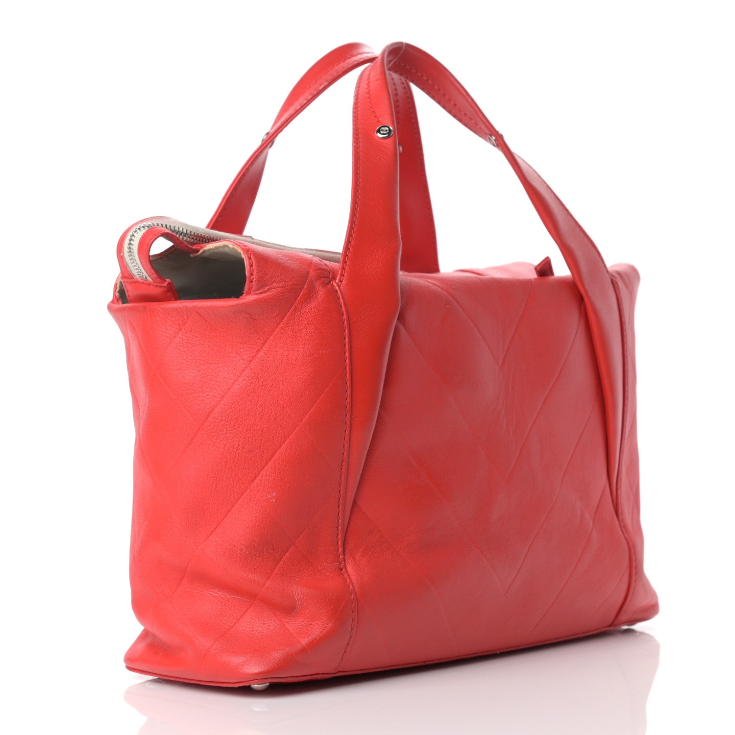 Chanel Calfskin CC Chevron All Day Long Tote Red 2 of 25