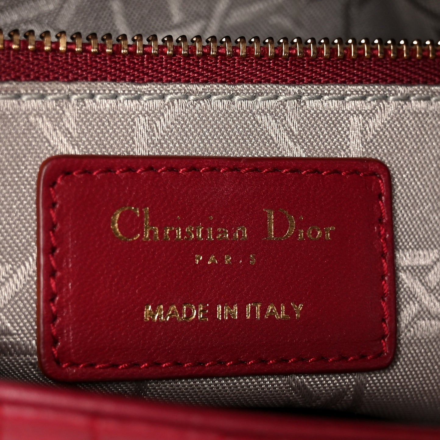 Lambskin Cannage Small Lucky Badges My Lady Dior Scarlet Red