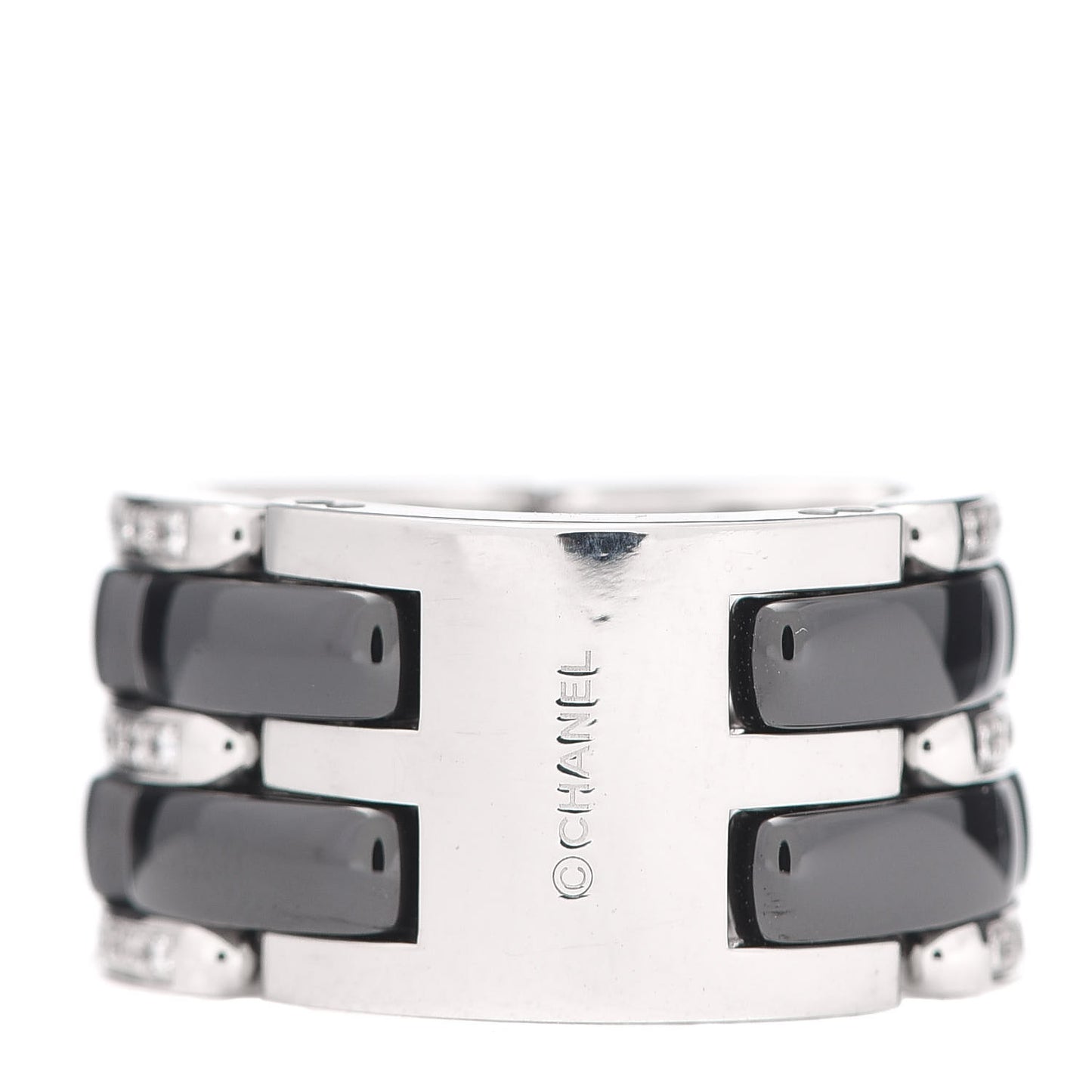 18K White Gold Black Ceramic Diamond Large Ultra Ring 51 5.75