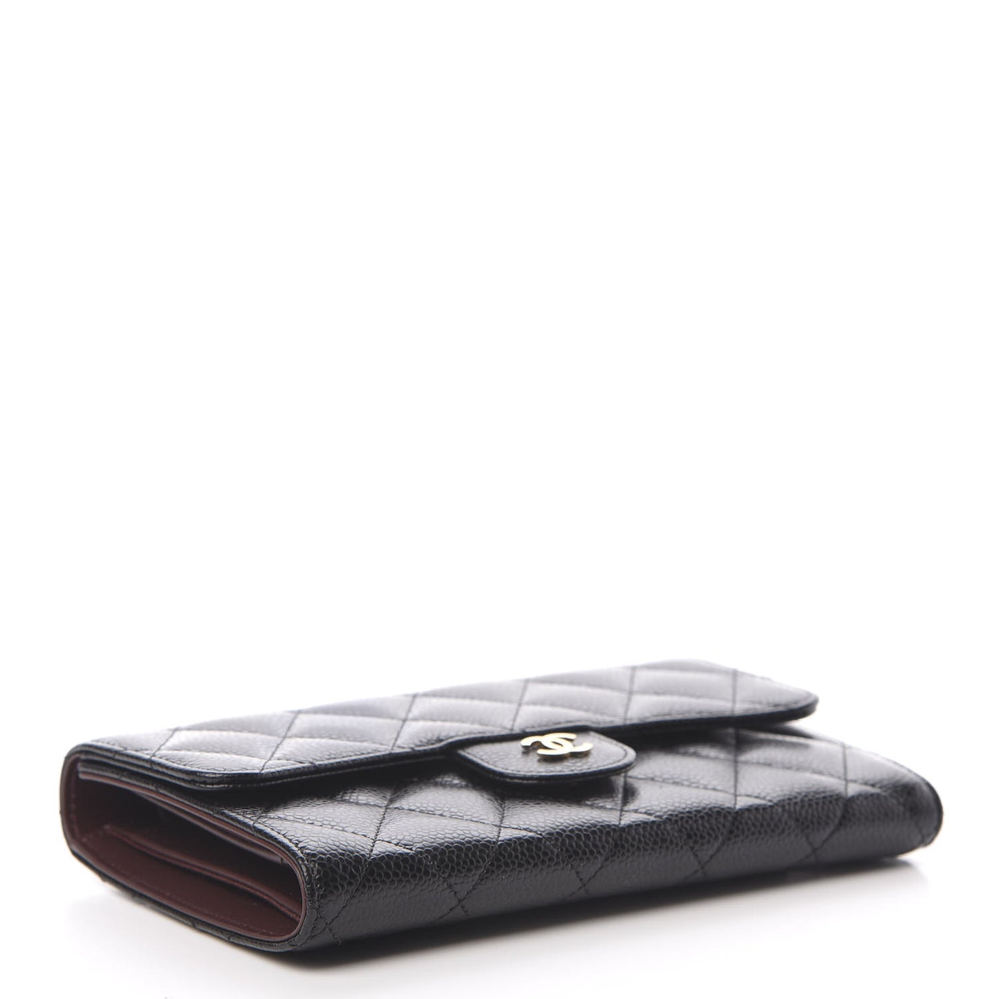 Caviar Quilted Large Flap Wallet Black