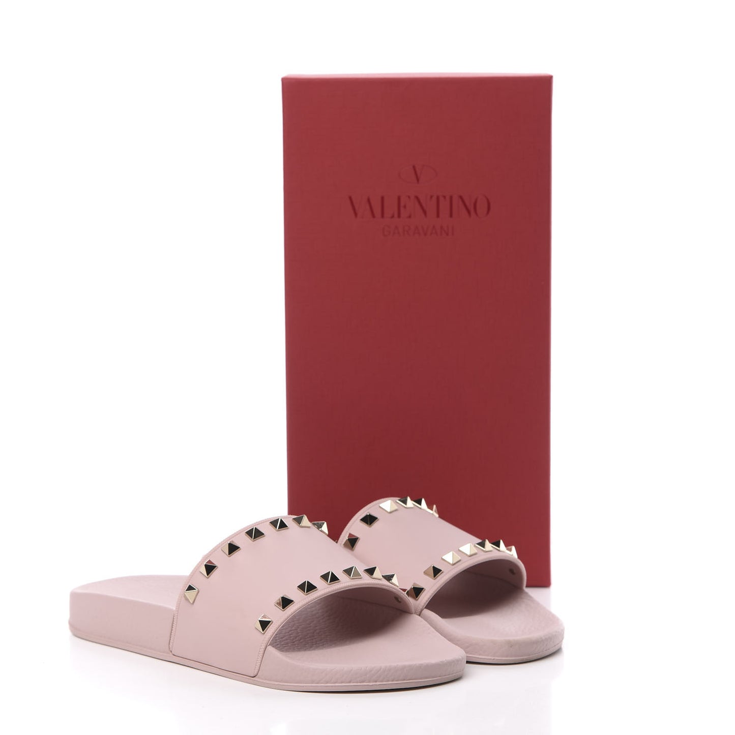 Rubber Rockstud Slide Sandals 39 Poudre
