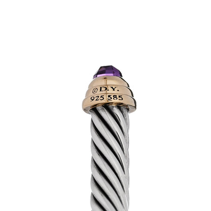 David Yurman Sterling Silver 14K Yellow Gold Amethyst 4mm Cable Kids Bracelet 3 of 4