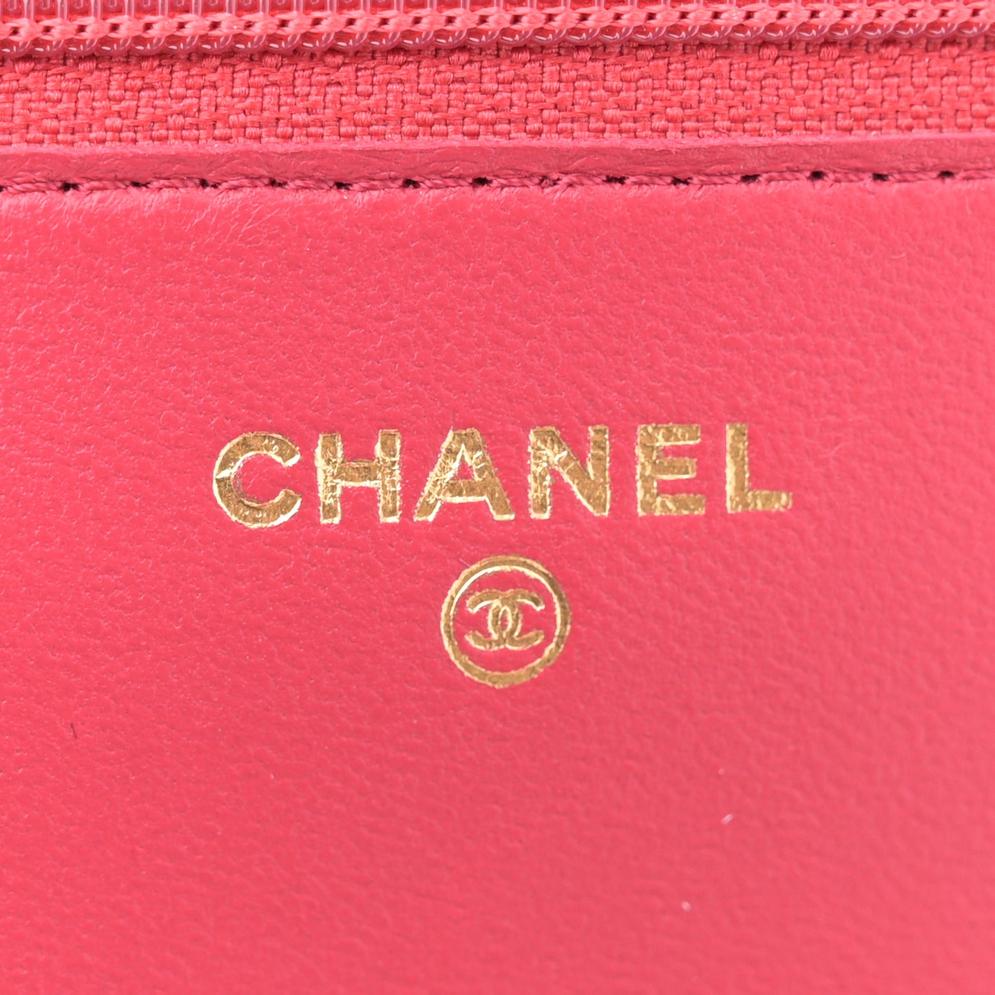Lambskin Quilted Wallet On Chain WOC Dark Pink