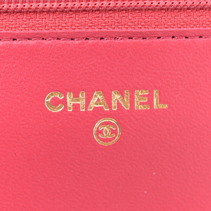 Chanel Lambskin Quilted Wallet On Chain WOC Dark Pink 6 of 10