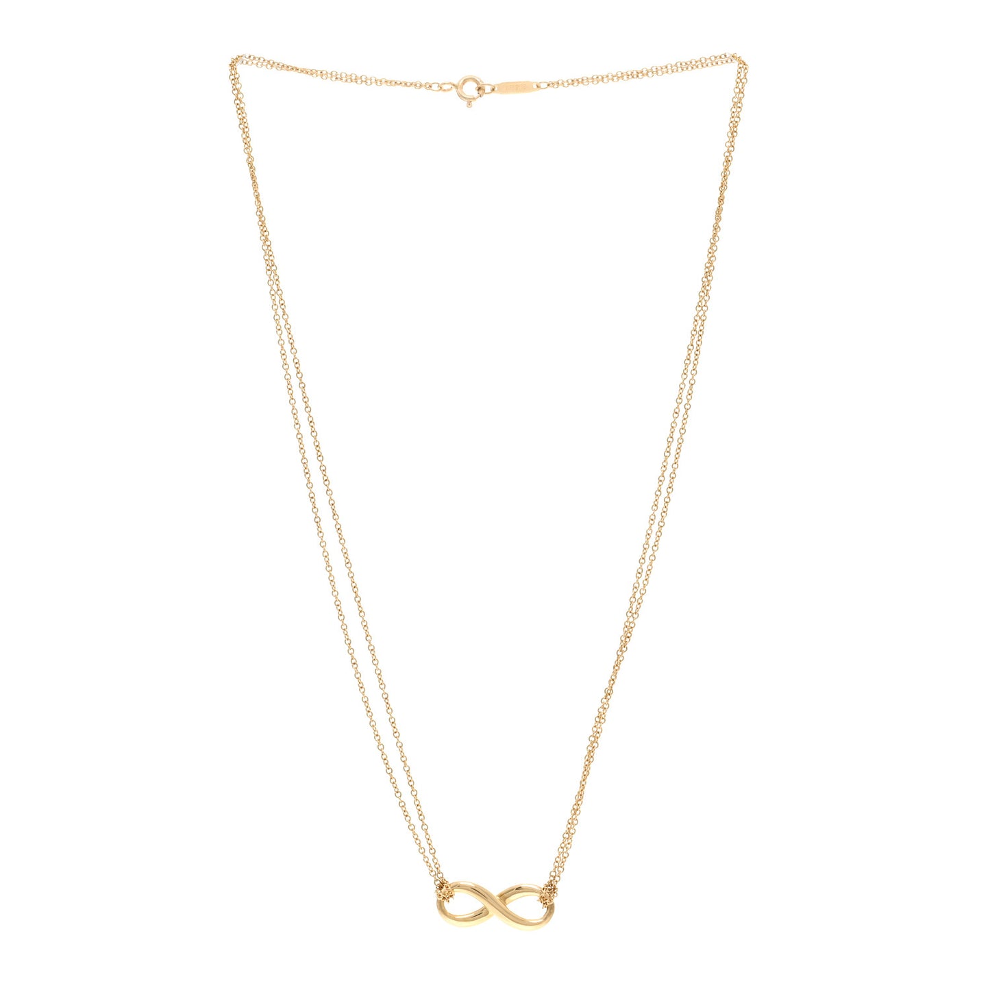 18K Yellow Gold Infinity Double Chain Pendant Necklace