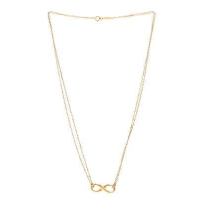 Tiffany 18K Yellow Gold Infinity Double Chain Pendant Necklace 3 of 4