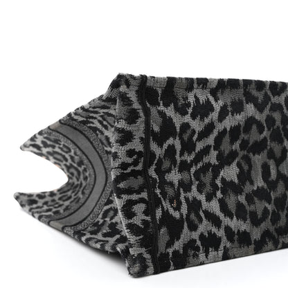 Christian Dior Canvas Mizza Embroidered Large Leopard Book Tote Grey 9 of 12