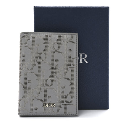 Christian Dior Calfskin Perforated Oblique Bi-Fold Card Holder Grey 7 of 7