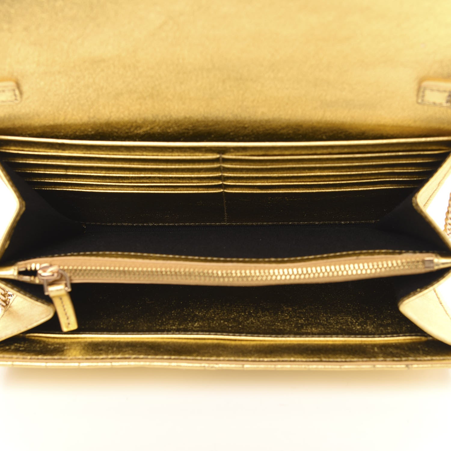Versace Metallic Nappa Barocco Quilted Wallet On Chain Crossbody Gold 5 of 8
