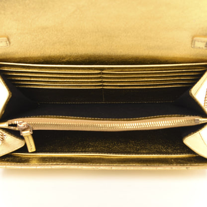 Versace Metallic Nappa Barocco Quilted Wallet On Chain Crossbody Gold 5 of 8