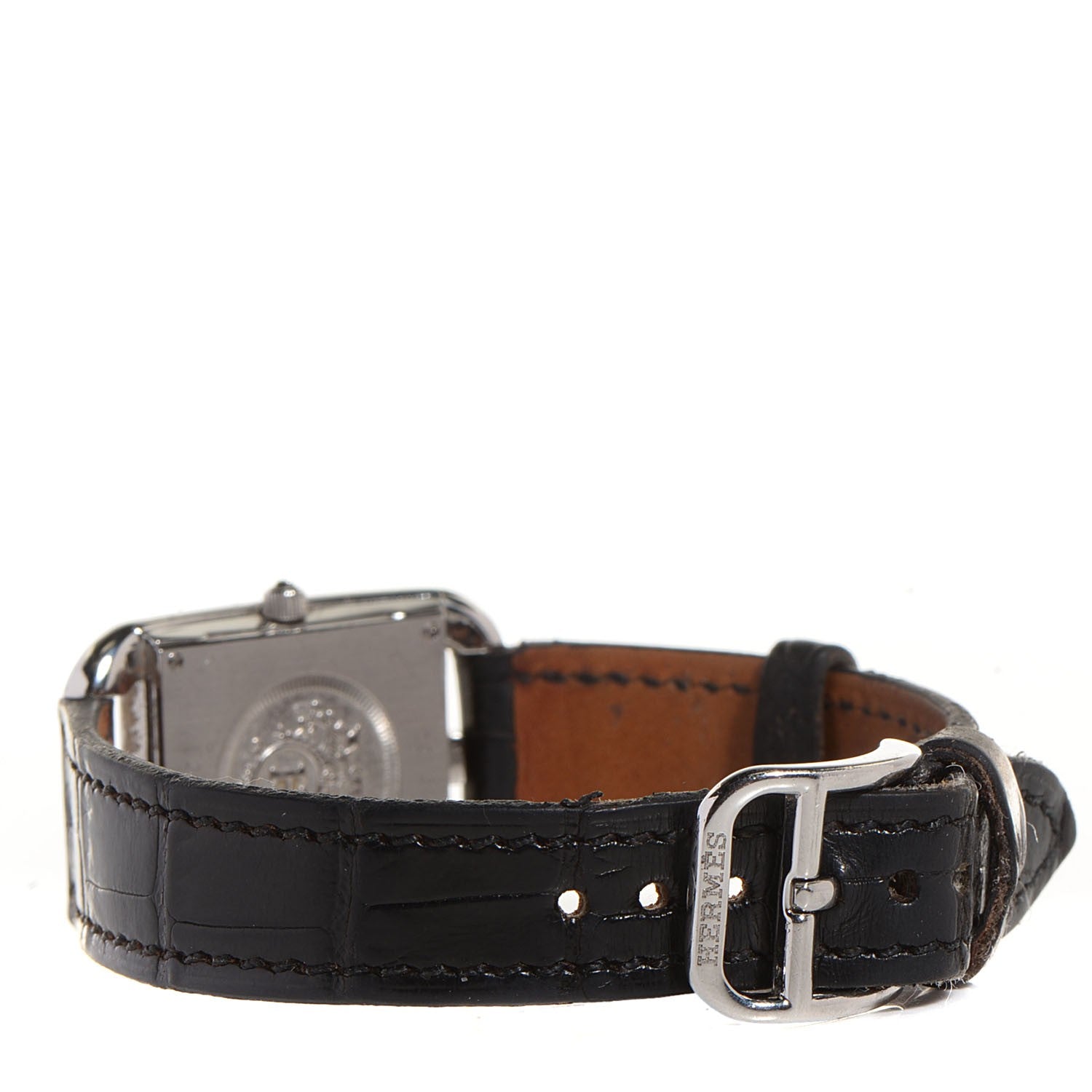 Hermes Stainless Steel Alligator 23mm Cape Cod Quartz Watch Noir 3 of 9