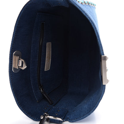Valentino Garavani Denim Small Guitar Strap Rockstud Rolling Flip-Lock Messenger Bag Blue 5 of 9