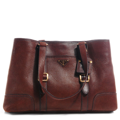 Prada Antique Leather Buckle Tote Bruciato 1 of 7