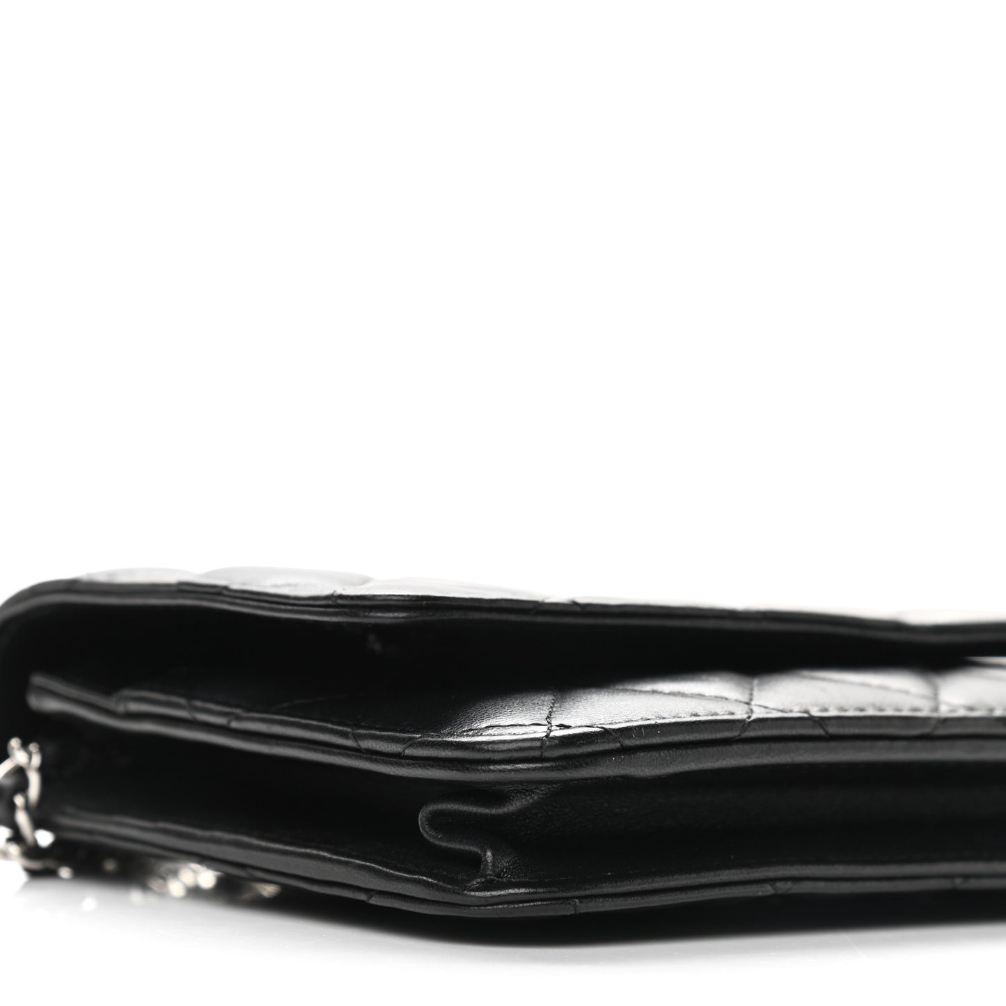 Lambskin Quilted Wallet On Chain WOC Black