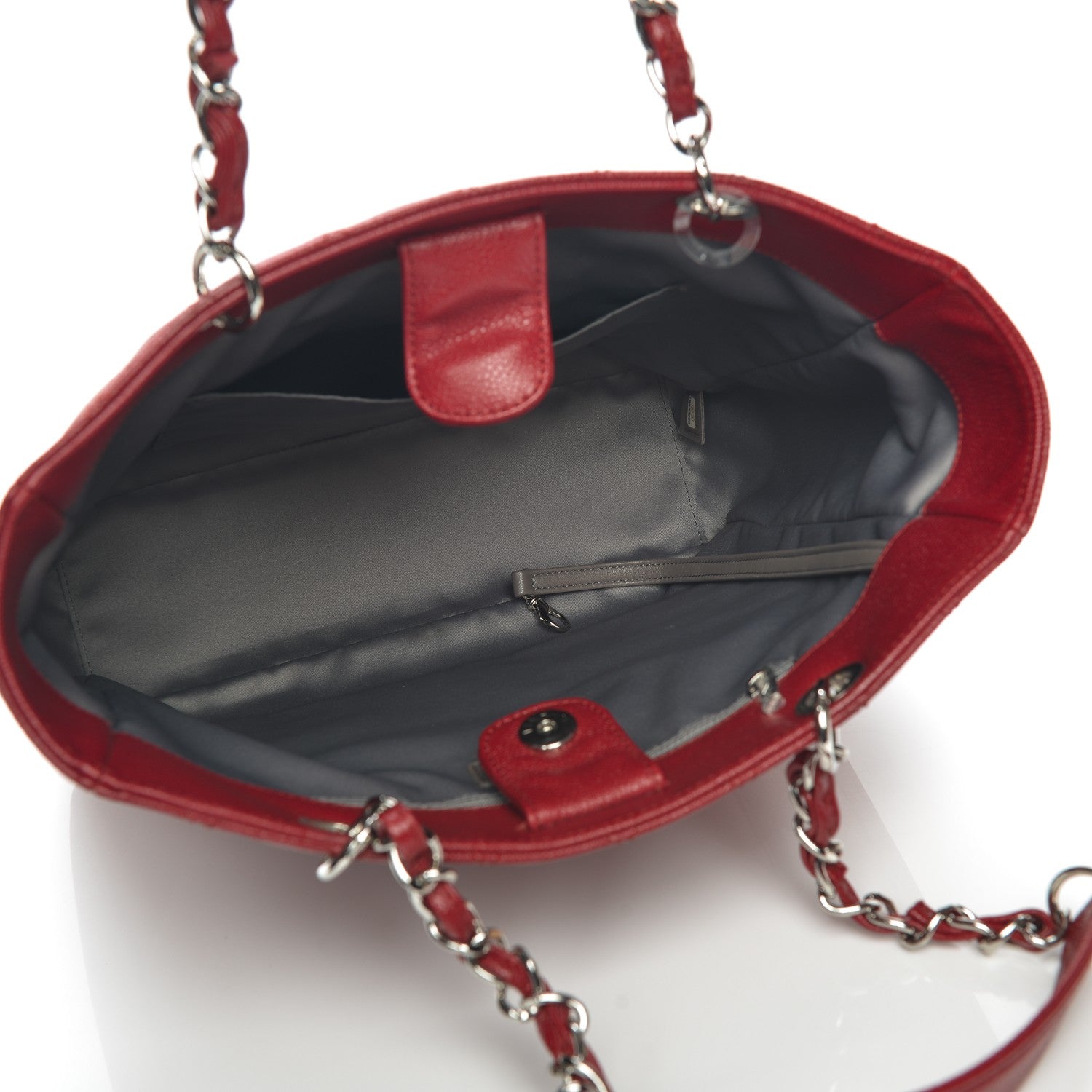 Chanel Caviar Quilted Vertical Grand Shopping Tote GST Red 5 of 7