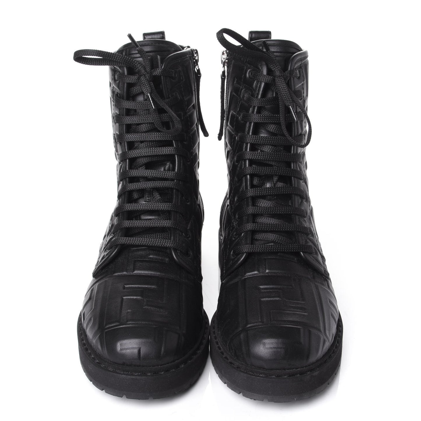 Nappa FF Embossed Womens Biker Boots 38.5 Black