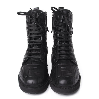 Fendi Nappa FF Embossed Womens Biker Boots 38.5 Black 5 of 10