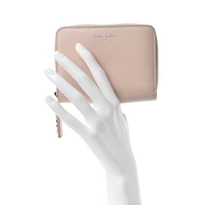 Saint Laurent Grained Calfskin Rive Gauche Compact Zip Around Wallet Pink 2 of 7