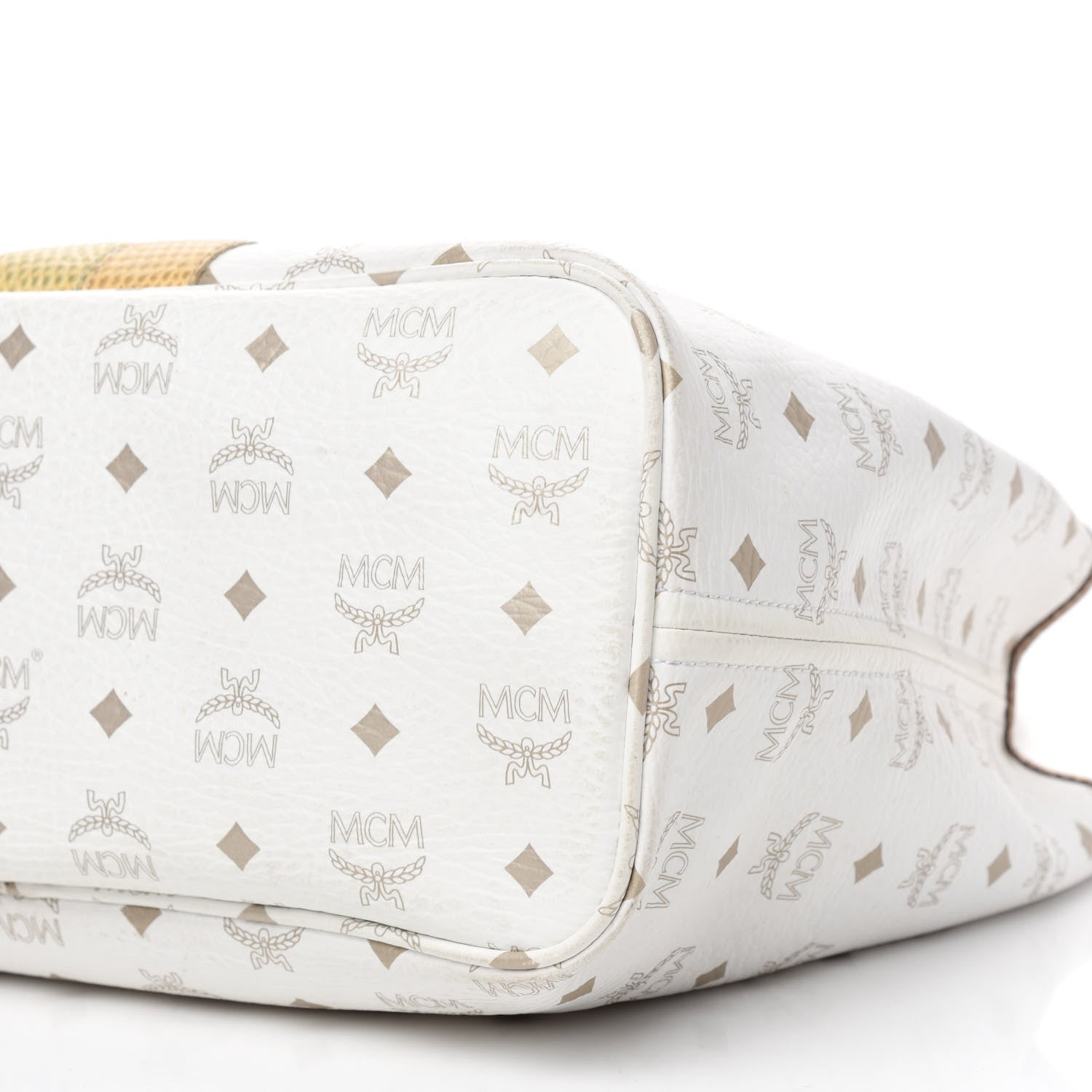 MCM Visetos Striped Shooping Tote White 7 of 14