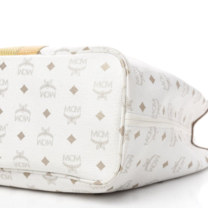 MCM Visetos Striped Shooping Tote White 7 of 14