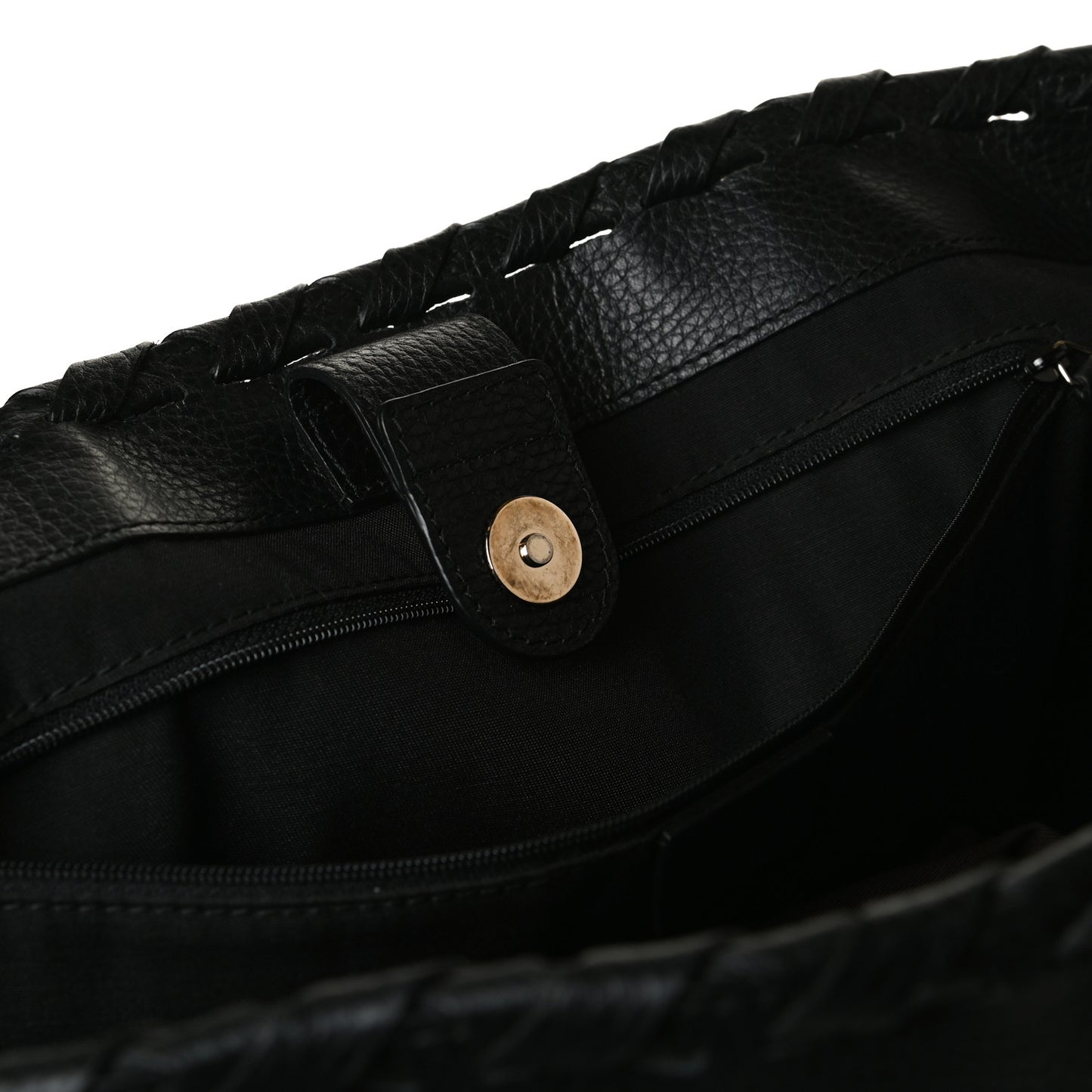 Pebbled Calfskin Bamboo Tassel Tote Black