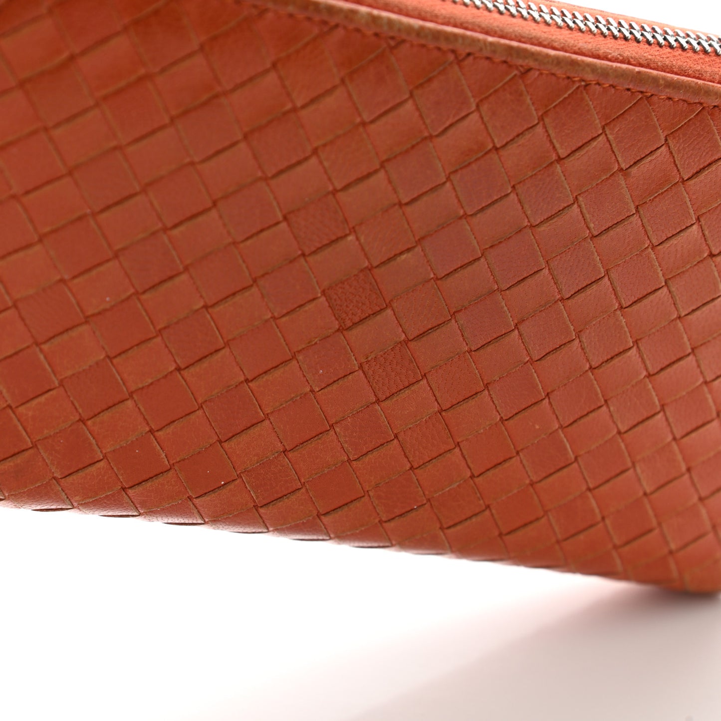 Nappa Intrecciato Zip Around Wallet Orange