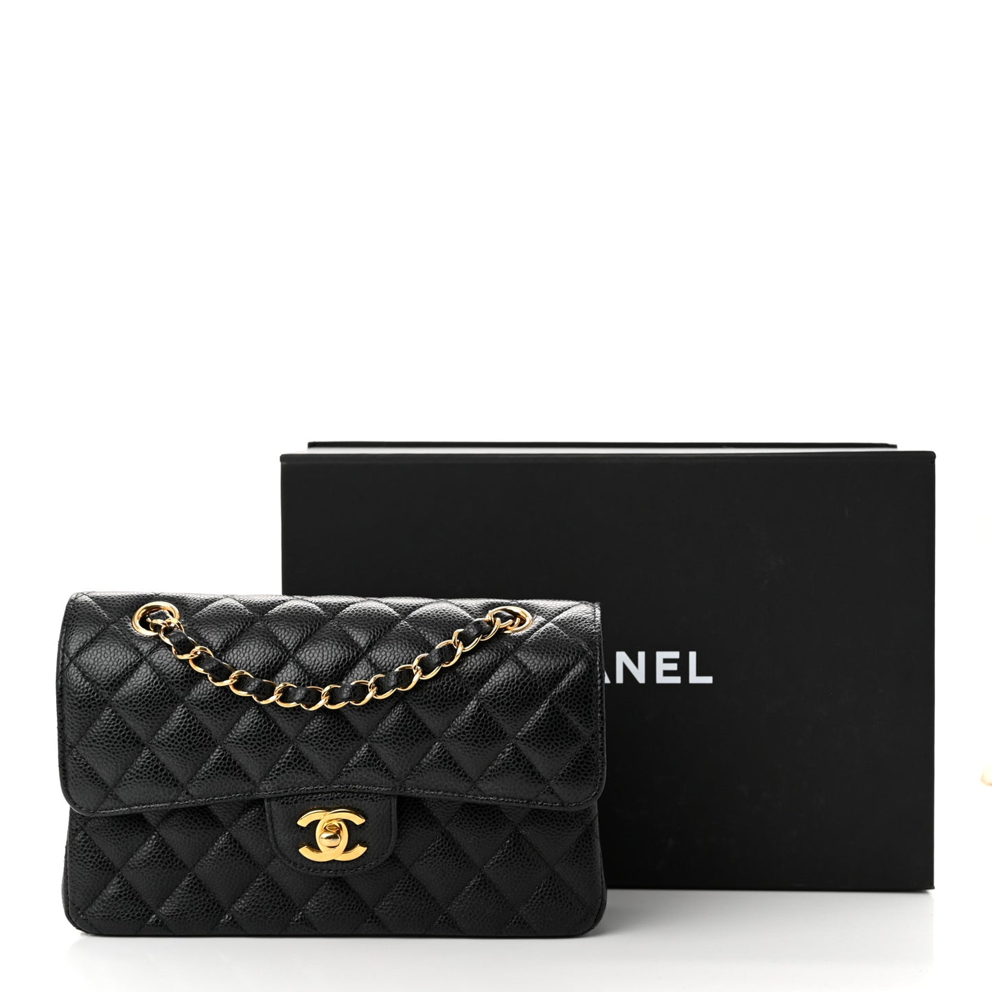 Caviar Quilted Small Double Flap Black