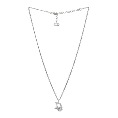 Christian Dior Crystal Logo Necklace Silver 2 of 3