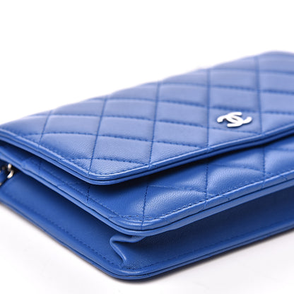 Chanel Lambskin Quilted Wallet On Chain WOC Blue 9 of 12