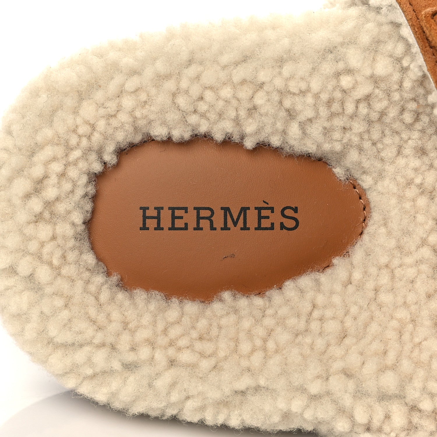 Hermes Suede Goatskin Woolskin Womens Chypre Sandals 38 Brun Fume Ecru 7 of 8
