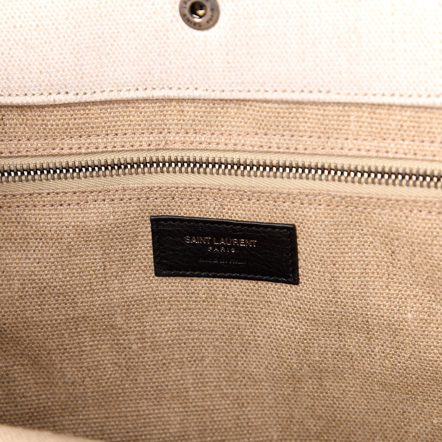 Saint Laurent Linen Calfskin Rive Gauche Tote Optic White 6 of 9