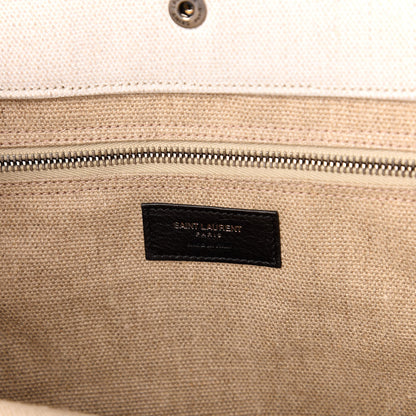 Saint Laurent Linen Calfskin Rive Gauche Tote Optic White 6 of 9