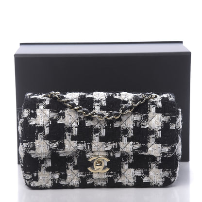 Chanel Tweed Quilted Mini Rectangular Flap Black Ecru White 11 of 11
