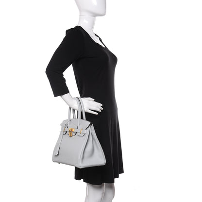 Hermes Taurillon Clemence Birkin 30 Bleu Pale 2 of 11