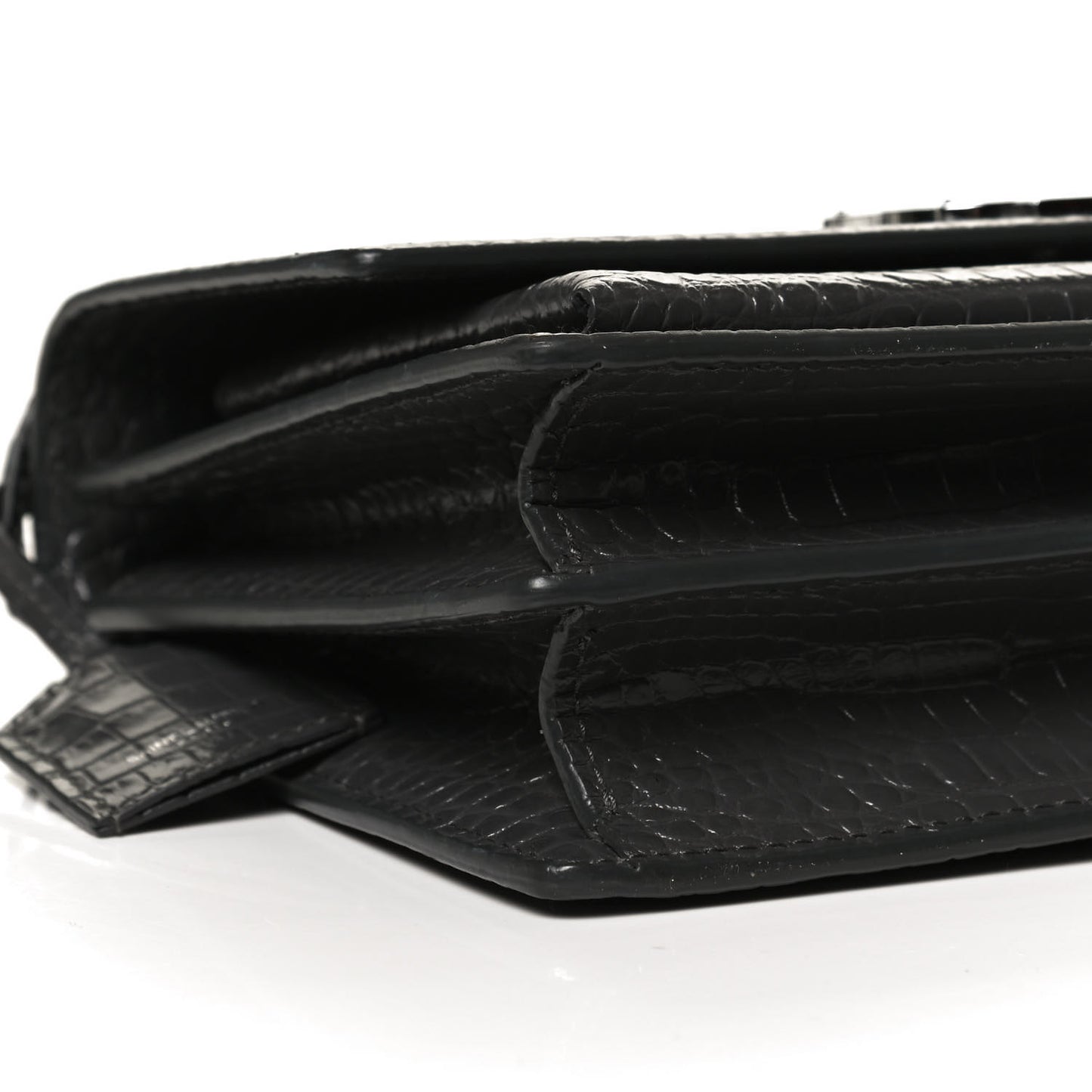Calfskin Crocodile Embossed Medium Monogram Sunset Graphite
