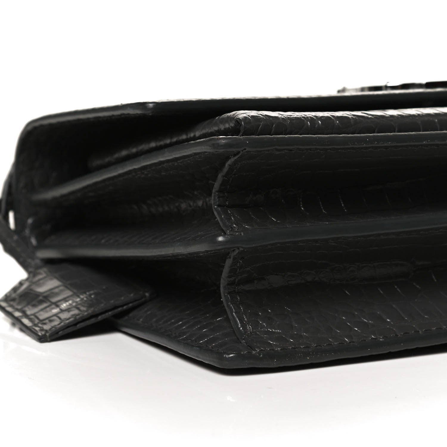 Saint Laurent Calfskin Crocodile Embossed Medium Monogram Sunset Graphite 11 of 12