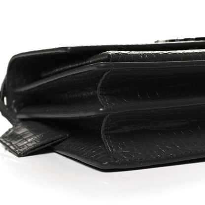 Saint Laurent Calfskin Crocodile Embossed Medium Monogram Sunset Graphite 11 of 12