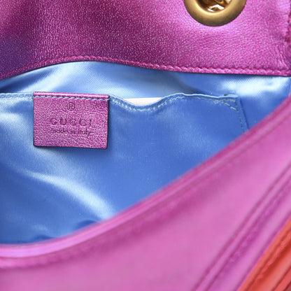 Gucci Metallic Calfskin Matelasse Mini GG Marmont Shoulder Bag Fuchsia 6 of 10