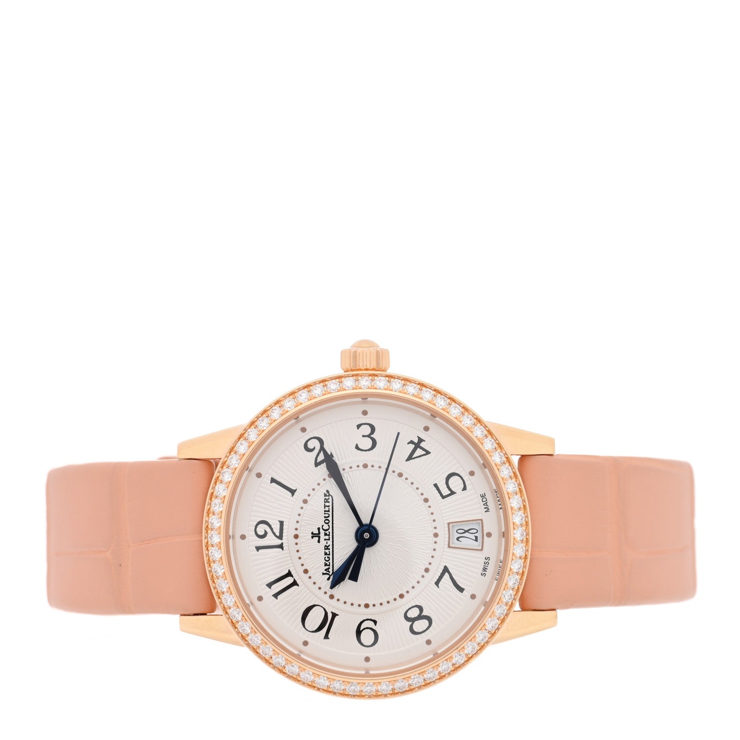 Jaeger-LeCoultre 18K Red Gold Alligator Diamond Bezel 27.5mm Rendez-Vous Automatic Watch Silver Q3512520 2 of 4