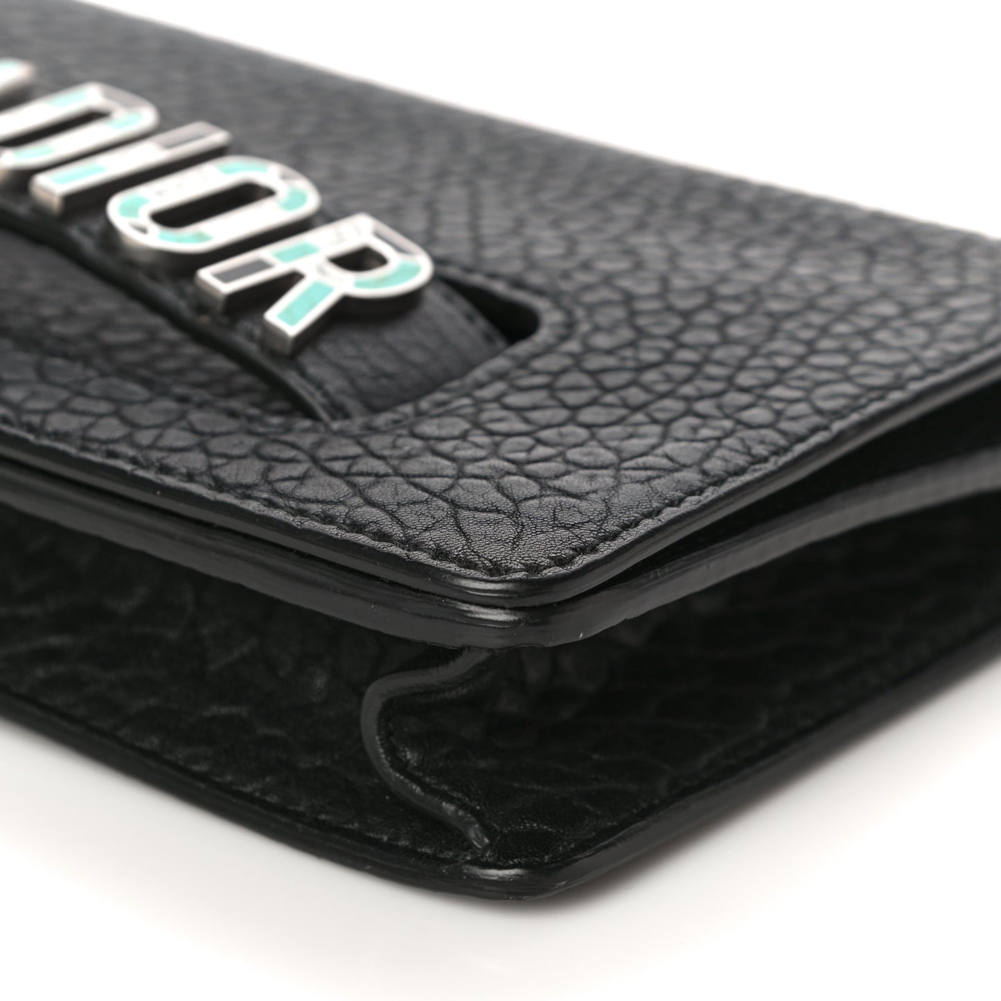 Canyon Grained Lambskin J'Adior Chain Flap Bag Black