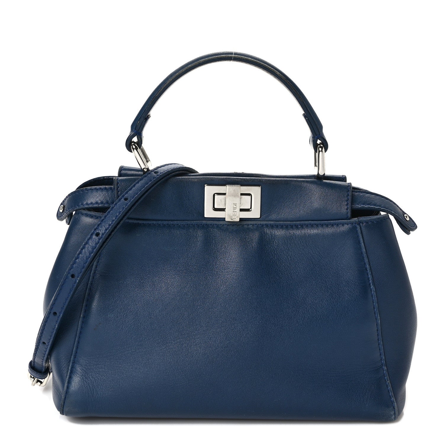Fendi Nappa Mini Peekaboo Iconic Satchel Dark Blue Dark Blue 1 of 12