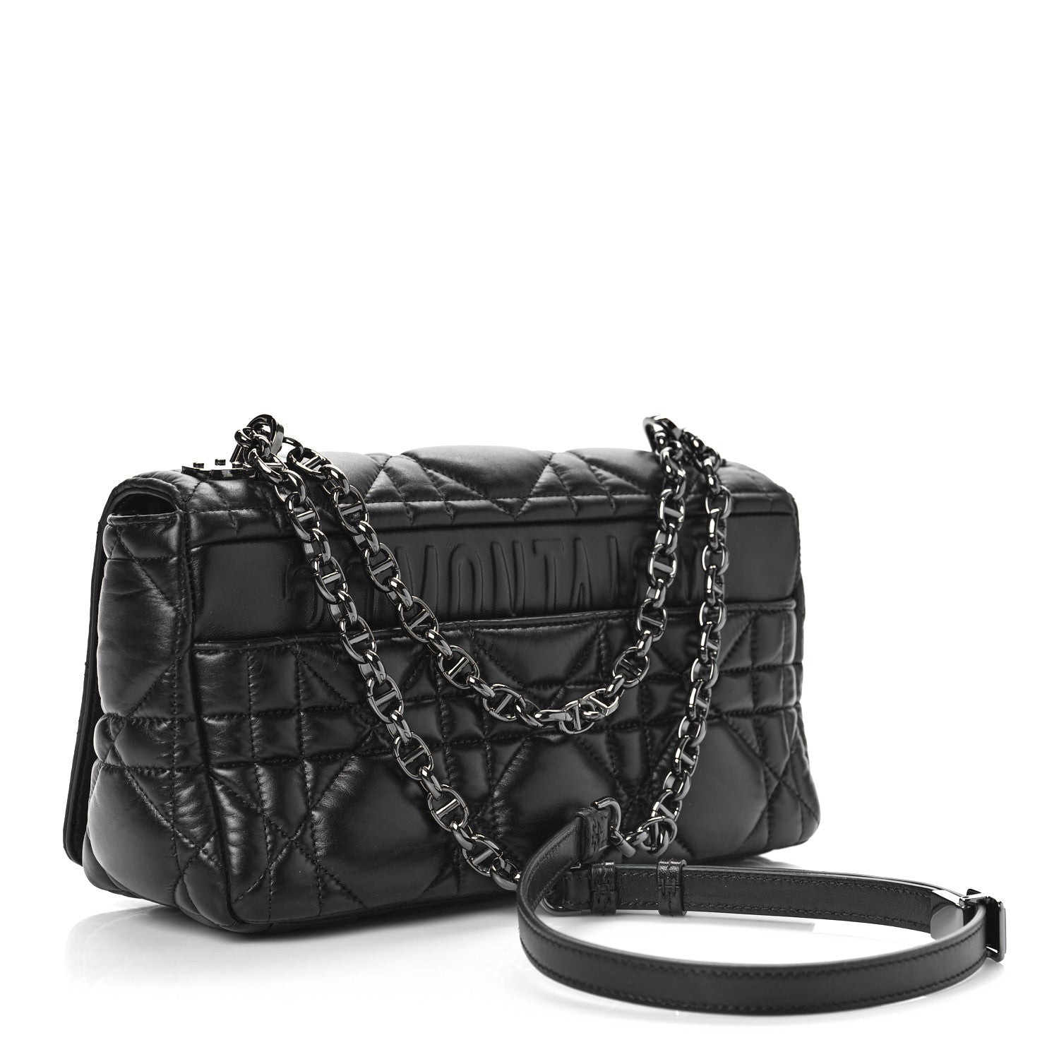 Christian Dior Calfskin Macrocannage Medium Caro Bag Black 2 of 7