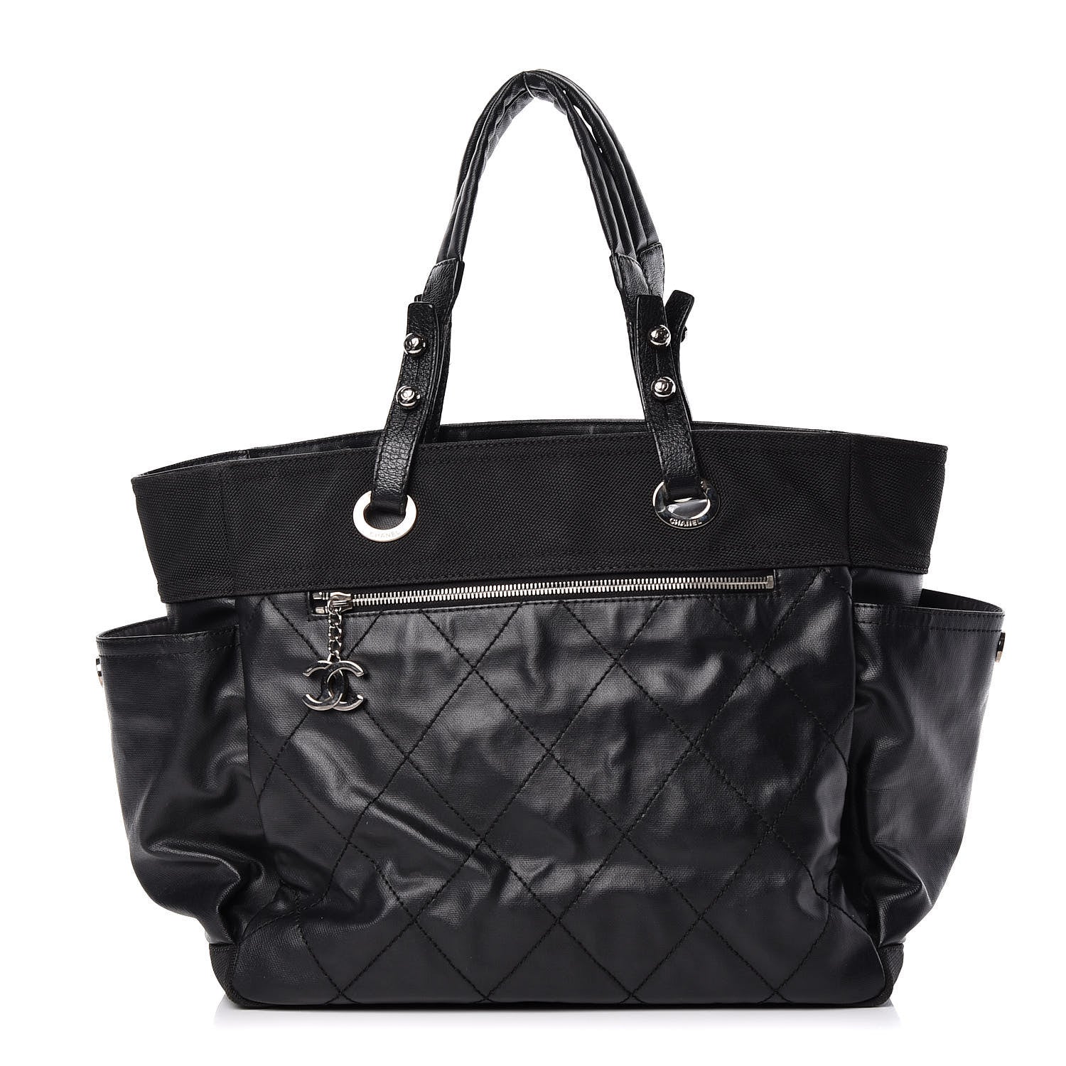 Chanel Coated Canvas Large Paris Biarritz Tote Black 3 of 17